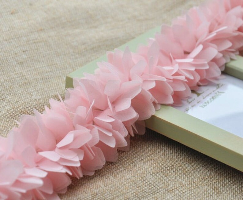 1 yard black chiffon leaves 3D Trim 3D ruffled chiffon leaves Lace Trimming
