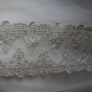 Silver Embroidery Lace Trim Luxury Vintage Mesh Lace Fabrics for Bridal Wedding Gown Supplies, 1 yard image 4