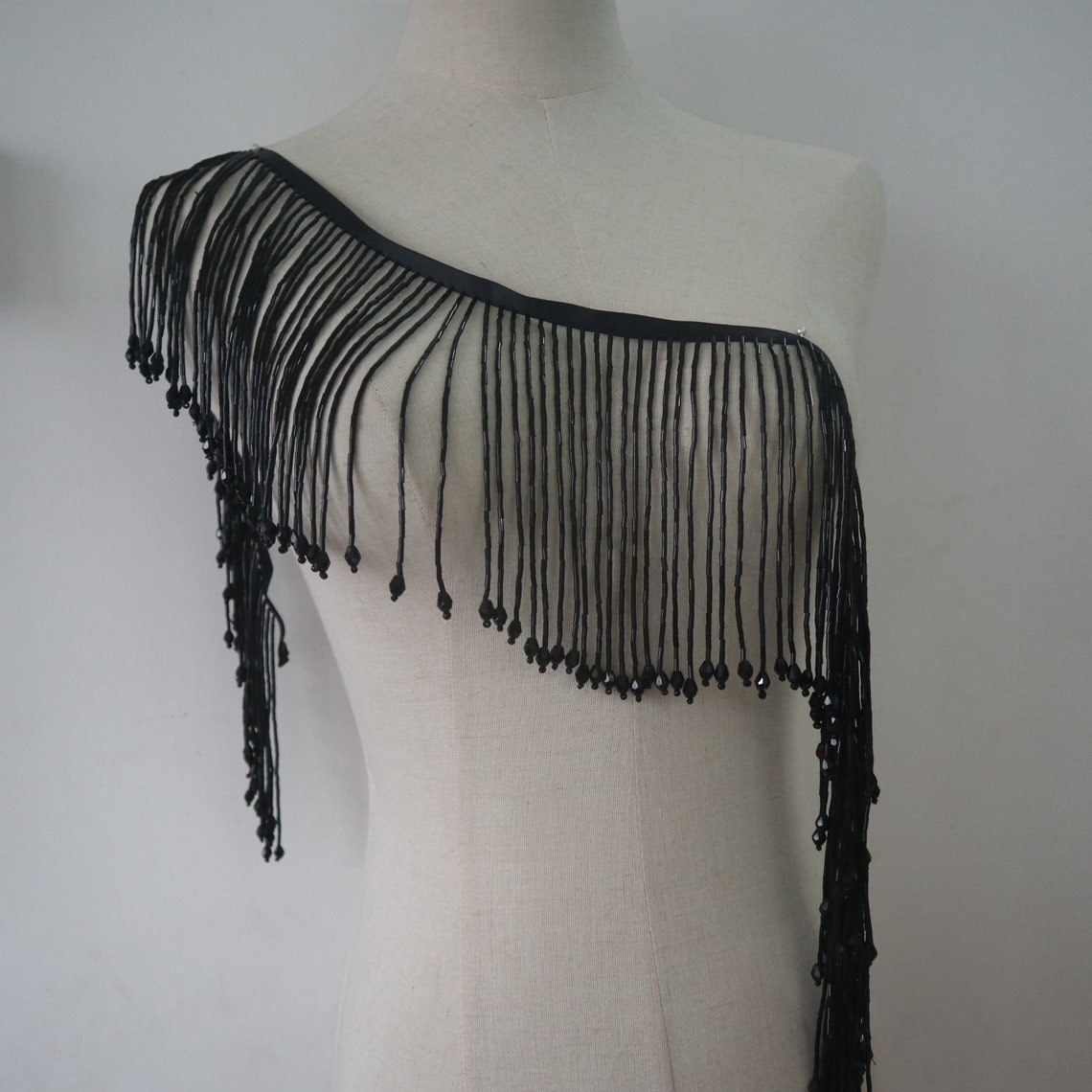 Black Heavy Beads Fringe Tassel Trim Beading Fringe Beaded Etsy