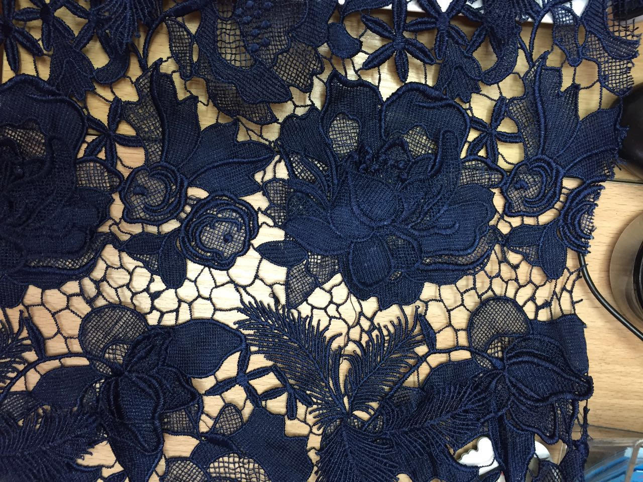 1 Yard Navy Blue Lace Fabric With 3D ...