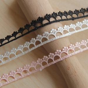 ivory black small floral lace trim, small lace jewelry Lace necklace, lace leaves floral trimming 1 cm wide