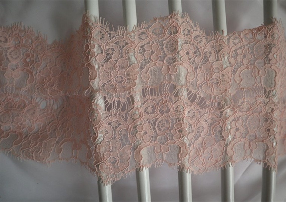 1.5 Yards Peach Pink Chantilly French Lace Trim Pink Eyelash | Etsy