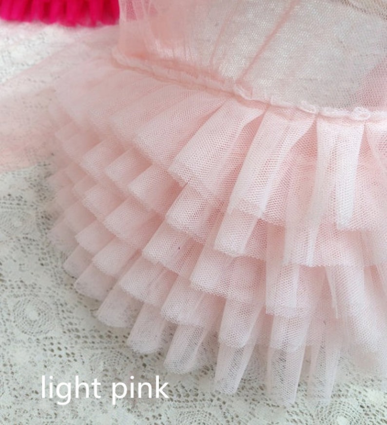 ivory tulle ruffled pleated mesh fabric Trim 3D 5 layer tulle ruffle trim for baby tutu doll sewing accessories