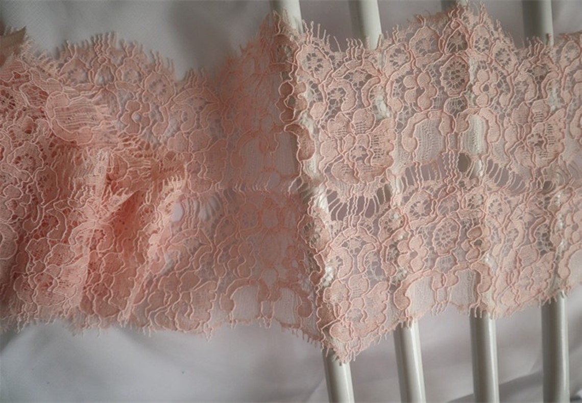 1.5 Yards Peach Pink Chantilly French Lace Trim Pink Eyelash | Etsy