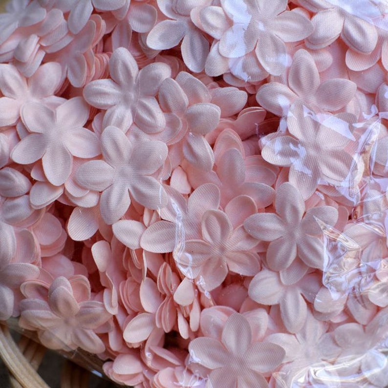 100 Pcs Pink Ivory White Fabric Flowers Petals White Rosette Etsy