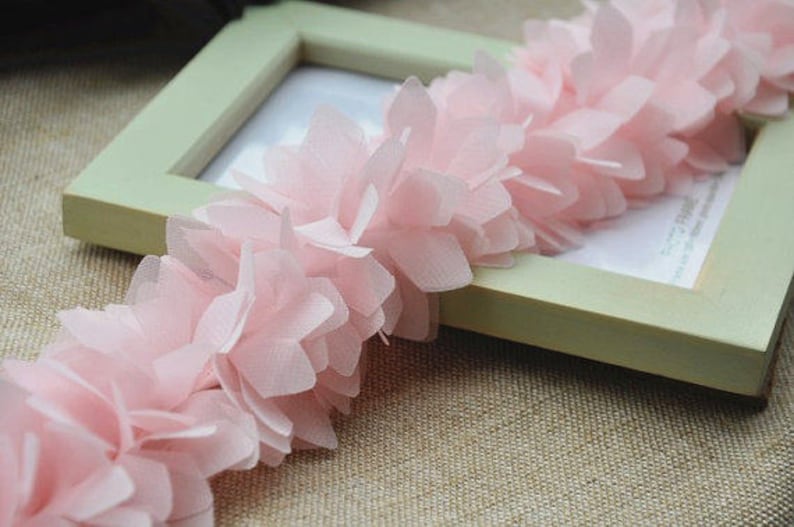 1 yard black chiffon leaves 3D Trim 3D ruffled chiffon leaves Lace Trimming