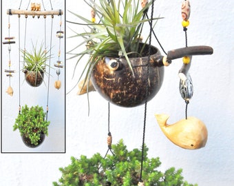 Coconut shell Free Ship! ,wood carved ,Little dolphin,pigs and whale. weatherproofed . indoor and outdoor.