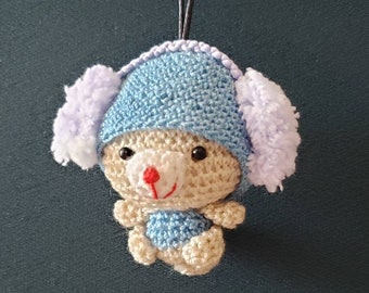 Squirrel free shipping finished doll ,2&quot; height.Christmas ornament , car mirror hanger. 100% hand crochet.