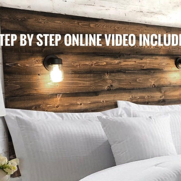 Video Tutorial - DIY Tutorial - Rustic Headboard - Step By Step Tutorial - Furniture Building - Queen - King - Full - California King - Twin