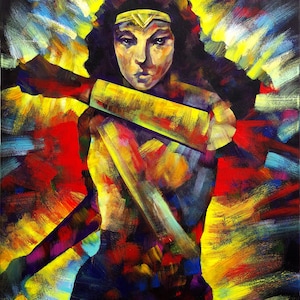Wonder women, Woman Warrior, Acrylic painting