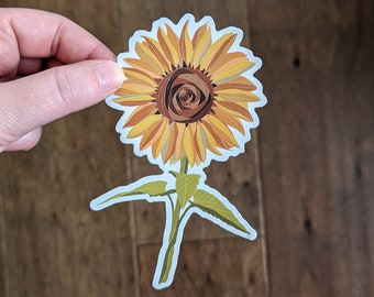 Wild Sunflower Die Cut Vinyl Sticker, 5x2 Inch Matte Finish