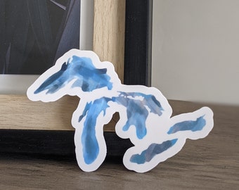 Great Lakes, Lake Michigan, Lake Erie, Lake Ontario, Lake Huron, Lake Superior Blue Watercolor 3-Inch Die Cut Stickers