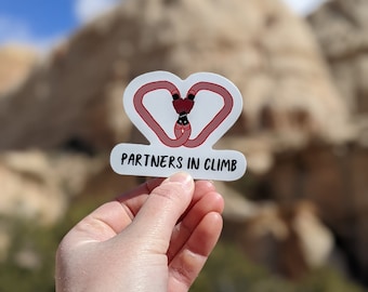 Partners In Climb Rock Climbing Stickers, Hand-Drawn Red Carabiners, 3-Inch Die Cut, Climbing Gear