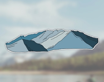 Sticker découpé 4,5 pouces avec dessin au trait minimaliste montagnes Wasatch du mont Timpanogos