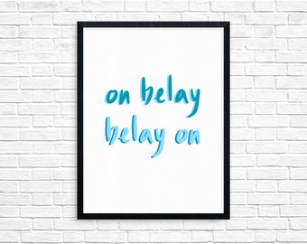 On Belay Handlettered Climbing Print 8x10