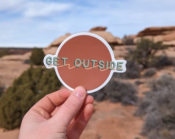 Get Outside Orange, Blue, Green, Tan, Purple 4-Inch Die Cut Sticker