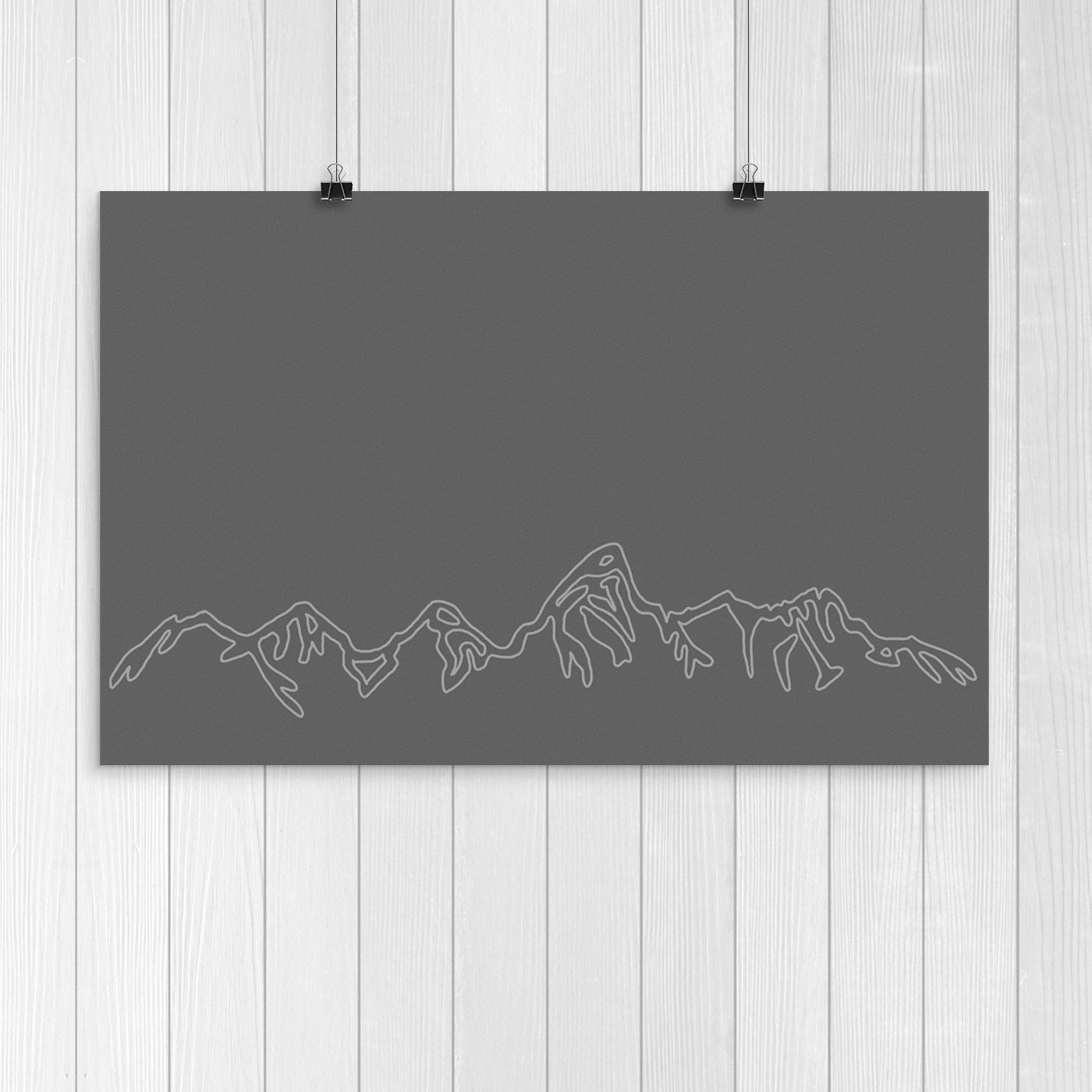 Grand Teton Mountains Outline Illustration blue Orange | Etsy