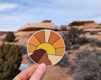 Sunny Day Desert Bouldering and Rock Climbing Hand-Drawn 3-Inch Circle Sticker