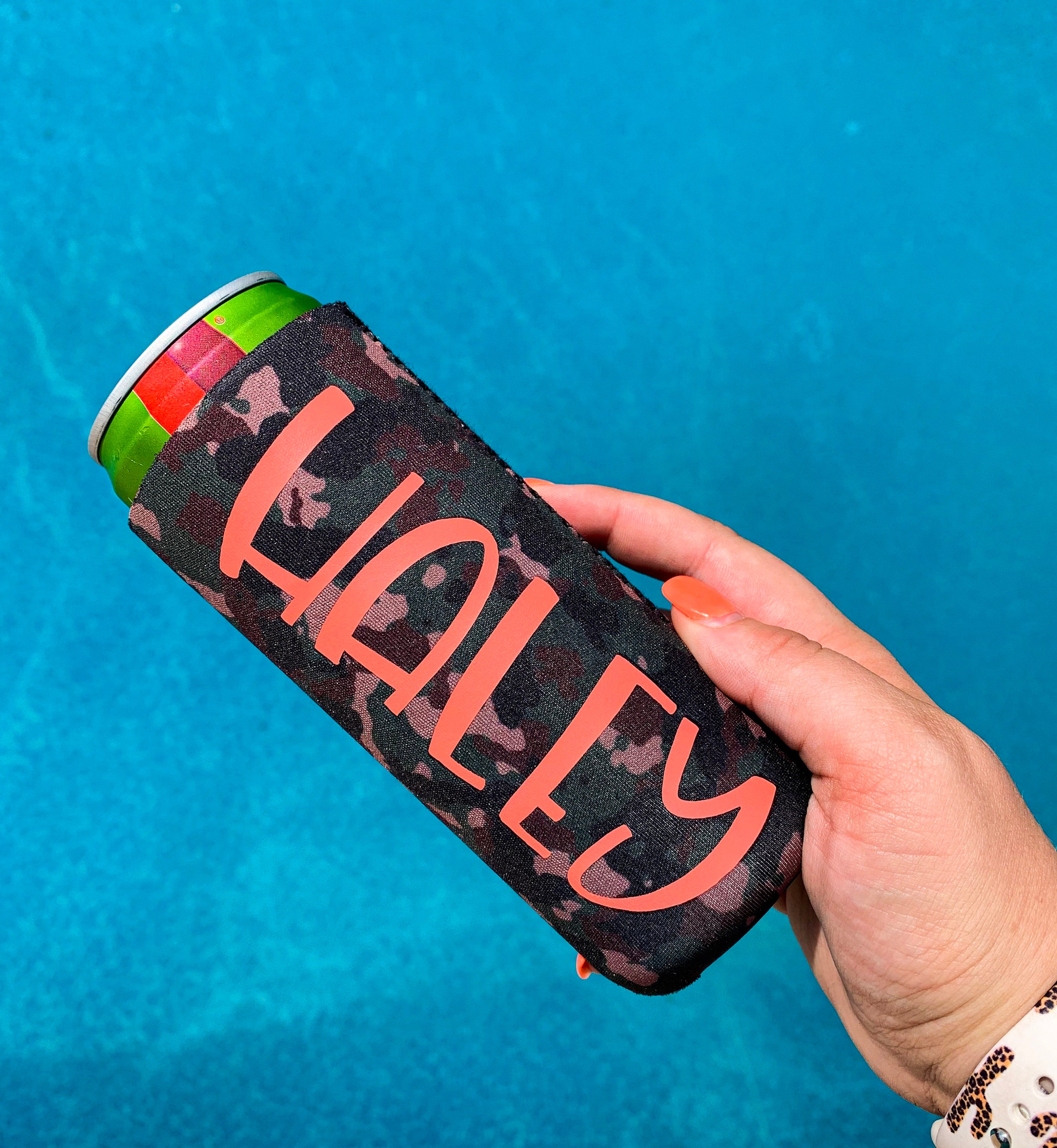 Monogram Slim Can Cooler With Handle Etsy