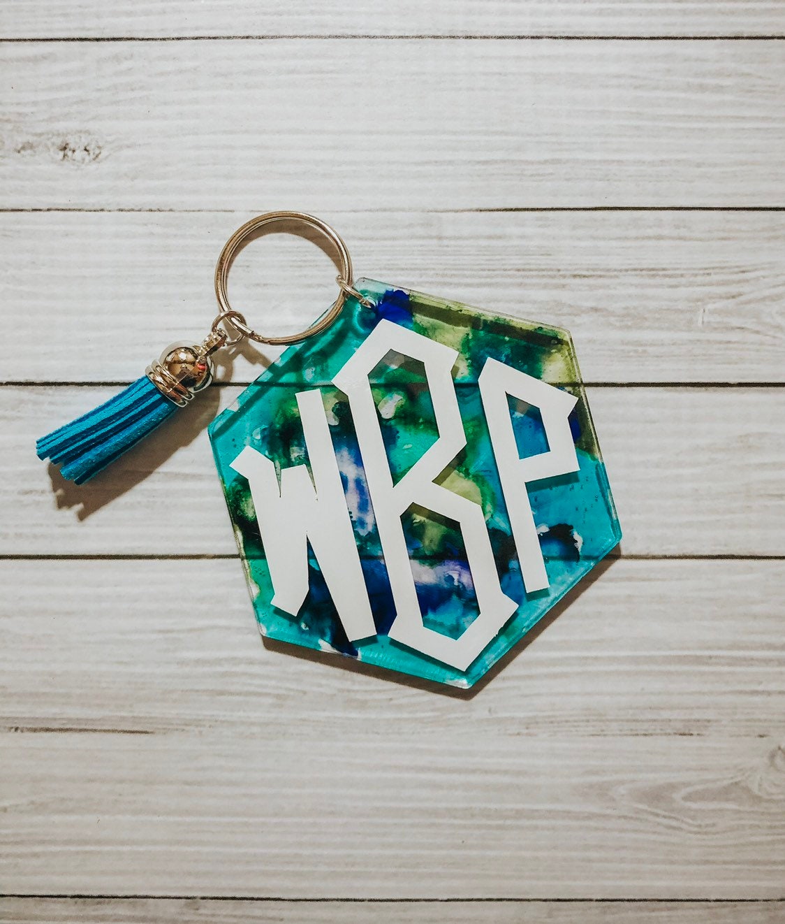 Download Hexagon Monogram Acrylic Glitter Keychain Etsy