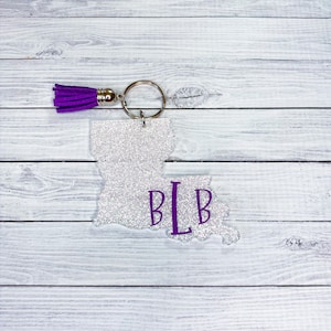 The Silver Suitcase Louisiana Keychain, Purple