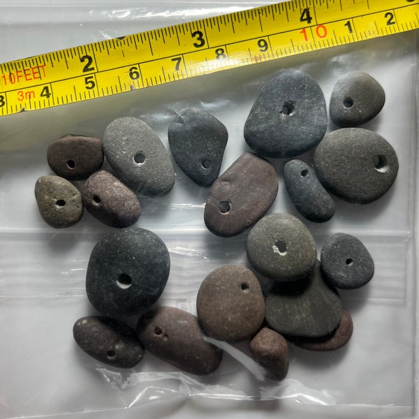 Lake Superior Stones, small hand drilled, for jewelry making, package of 20