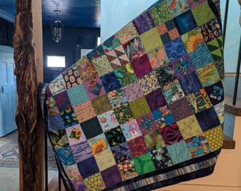 Bold and Blue homemade, hand quilted quilt
