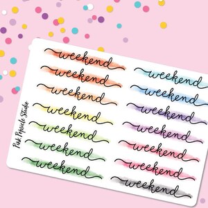 Watercolor Script Weekend Banners, Planner Stickers
