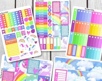 Unicorn Weekly Planner Sticker Kit For Erin Condren Life Planner Vertical