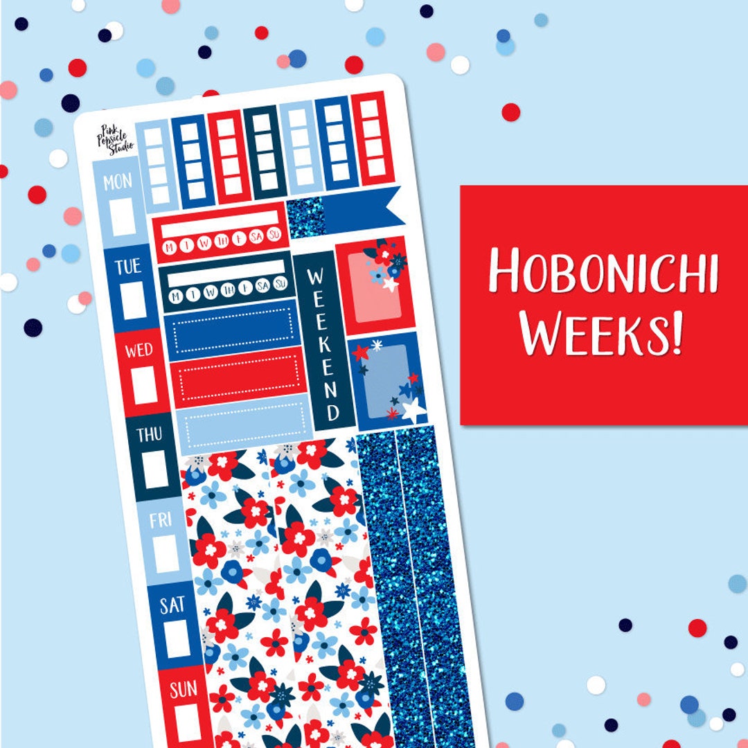 HOBONICHI WEEKS Planner Sticker Kit 4th of July Floral - Etsy
