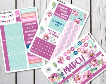 March Monthly Kit - MATTE Planner Stickers