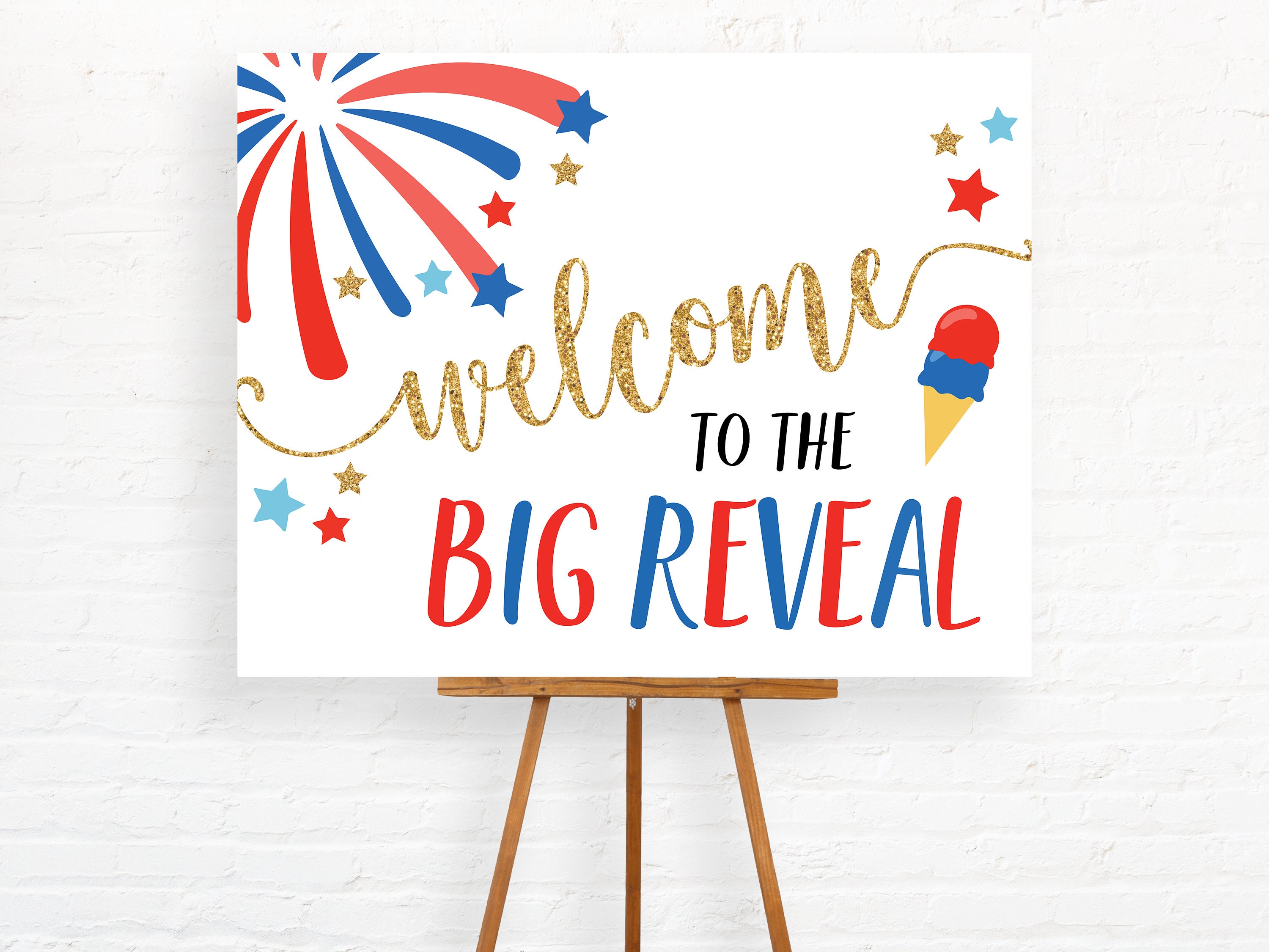 4th of July Gender Reveal Poster/ Welcome to the Big Reveal | Etsy