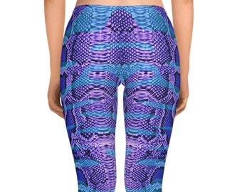 Sexy Exotic Animal Print Leggings, Yoga Snake Skin Leggings, Summer Festival Legging, Trendy Rave Wear, Burning Man Pants, Plus Size Legging