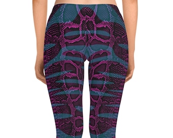 Sexy Exotic Animal Print Leggings, Yoga Snake Skin Leggings, Summer Festival Legging, Trendy Rave Wear, Burning Man Pants, Plus Size Legging