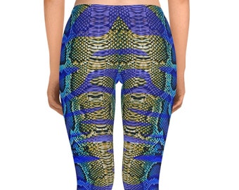 Exotic Camo Animal Print Leggings, Yoga Workout Snake Skin Leggings, Burning Man Rave Festival Wear, Cosplay Comfy & Trendy Designer Legging