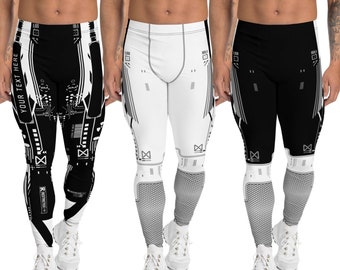 Herren personalisierte benutzerdefinierte brennende Mann Leggings, Roboter Cosplay Rüstung Hosen EDM Festival Rave Kostüm Steampunk Motocross Sportlich Workout Wear