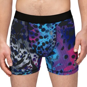 Animal Print Men&#39;s Boxer Briefs Underwear, Men&#39;s Colorful Boxers, Graphic Under Shorts, Gift For Boyfriend, Gift For Husband, Gift For Dad