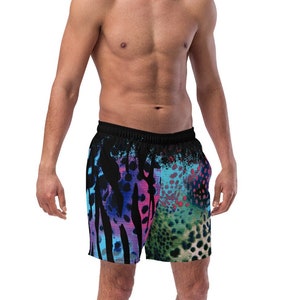 Mens Animal Print Bathing Suit Swimwear, Swim Trunks, Men&#39;s swimsuits, Swim Shorts For Guys, Beach Board Shorts For Travel and Summer Sports