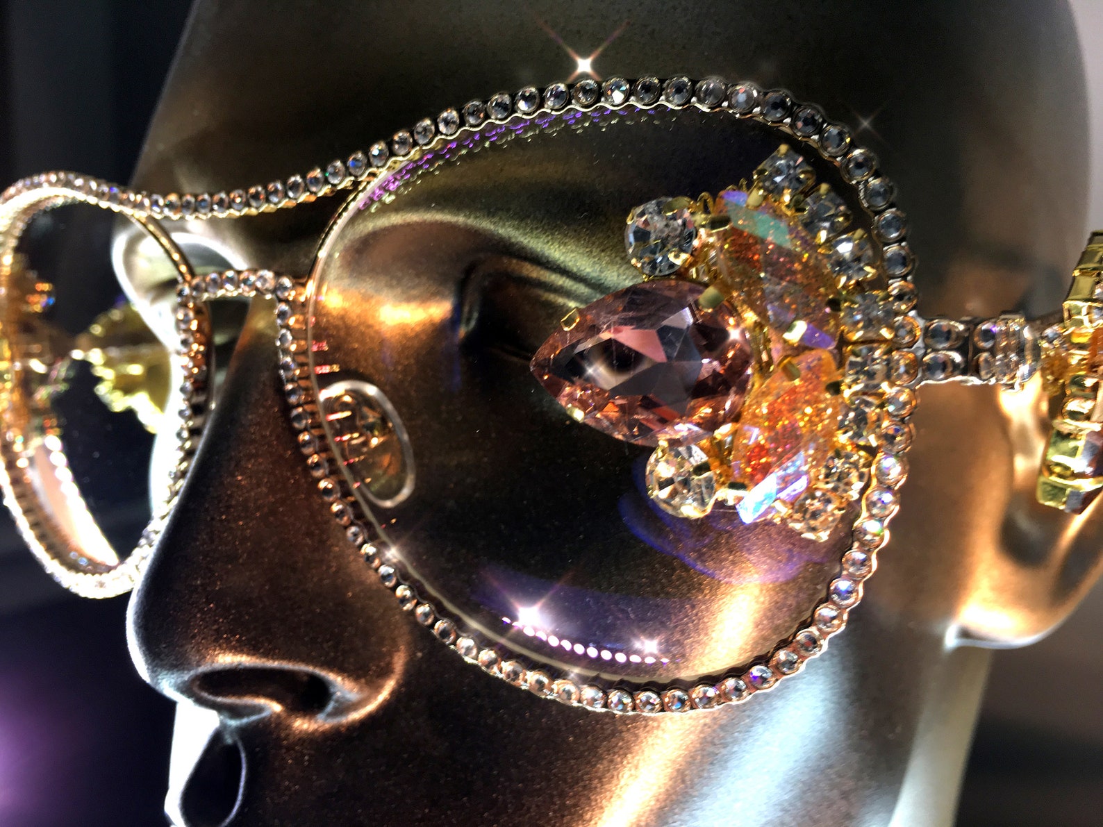 Crystal Sunglasses With Clear UV Coated Lenses Gold & Champagne, Gold & Pink, Silver & AB ...