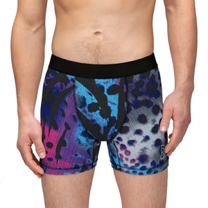 Men&#39;s Second Skin Animal Print Boxer Briefs, Super Comfy Underwear, Mens Boxers, Trendy Camo Graphic Antimicrobial Under Shorts For Guys