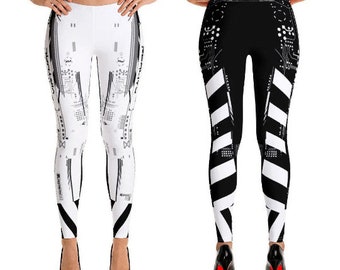 Burning Man Festival Leggings, Robot Armor Leggings, Scifi Leggings, Rave Leggings, Cosplay Costume Leggings, Exercise Yoga and Fitness Pant