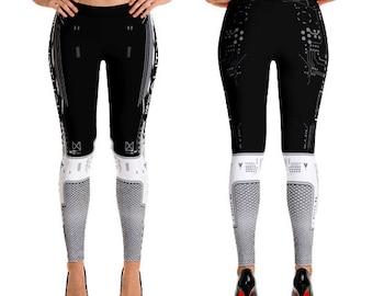 Burning Man Festival Leggings, Robot Armor Leggings, Scifi Leggings, Rave Leggings, Cosplay Costume Leggings, Exercise Yoga and Fitness Pant