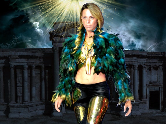 Feather Swarovski Crystal Cropped Jacket Burning Man Jacket Feather Bolero Coachella Blazer Music Festival Jacket Red Carpet Coat Etsy