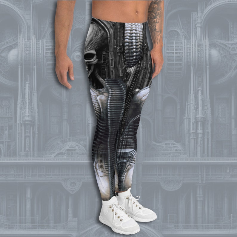 Giger Alien Xenomorph Burning Man Mens Leggings, Biomechanical Skeleton ...
