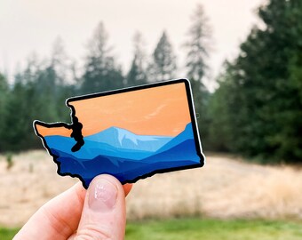 WA mountain sunset sticker