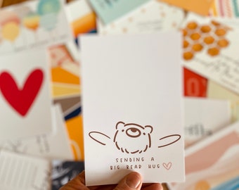 POSTCARD Bear Hug Postcard, sending love notecard