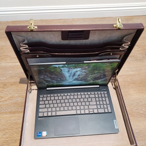 Vintage Leather Attaché Case Leather Briefcase Business Carrier