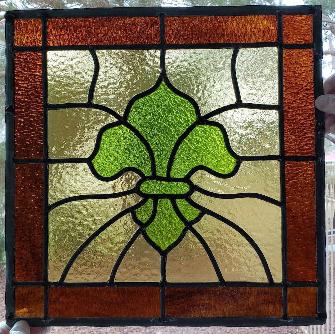 Leaded Stained Glass Window, Stained Glass Fleur De Lis, Door