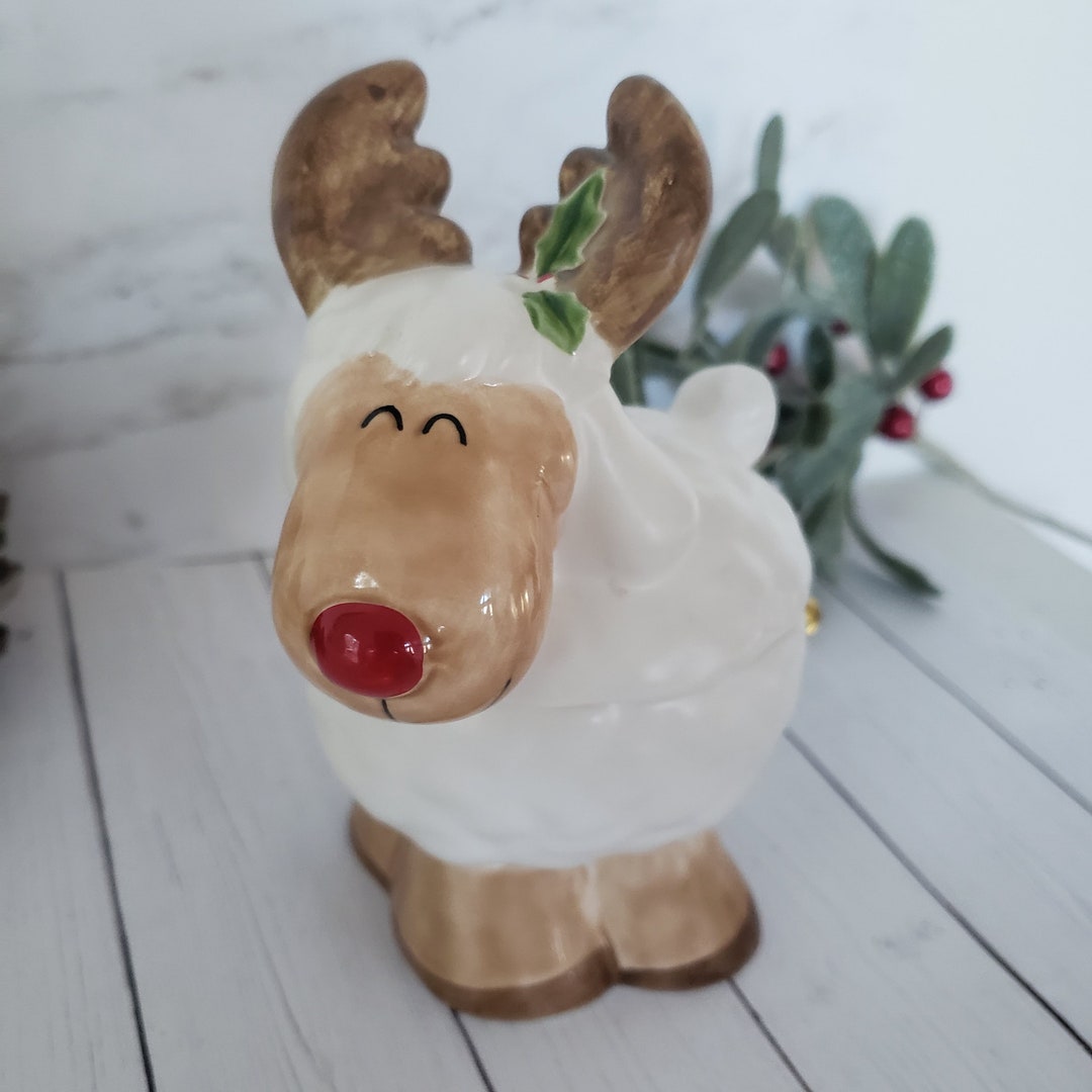 Vintage White Reindeer Decor, Reindeer Trinket Holder, Secret Santa Gift, Gift for Her Etsy
