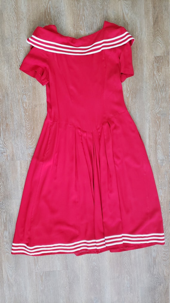 Nautical Style Red Dress, Party Dress, Valentine'… - image 9